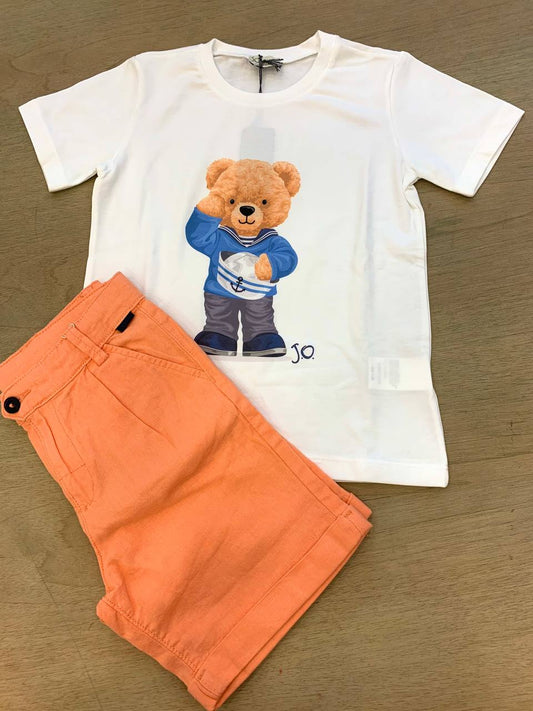 T-SHIRT ORSETTO E SHORTS ARANCIONE