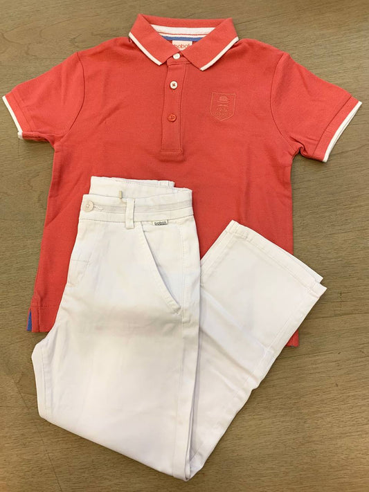 POLO SALMONE E PANTALONE BIANCO BOBOLI