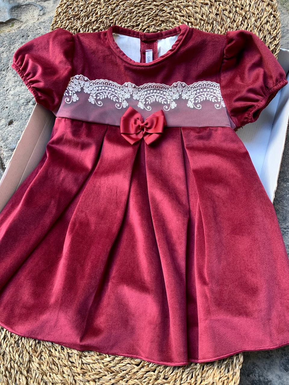 Vestito VELLUTO BORDEAUX CALAMARO