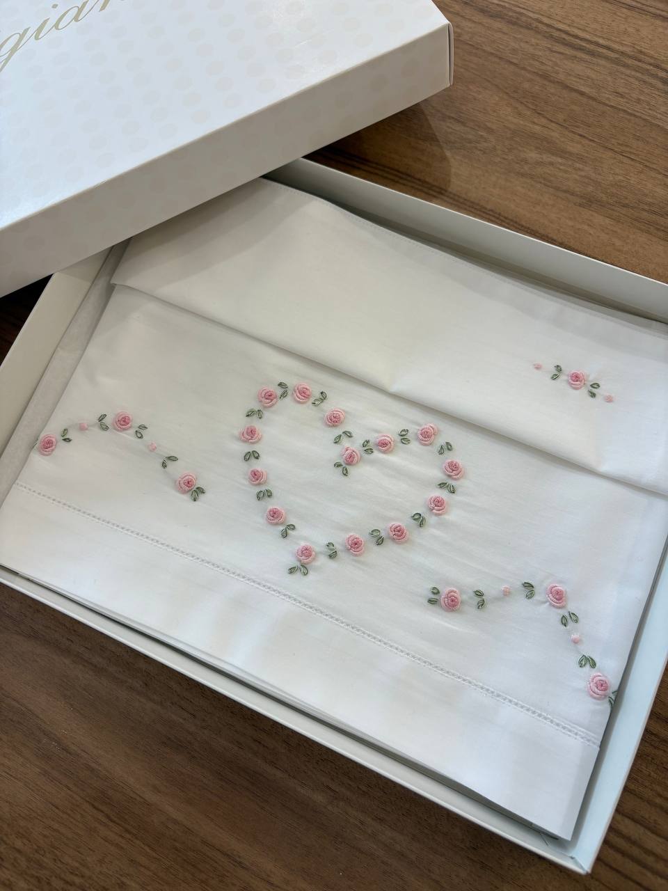 Lenzuolino CUORE BIANCO E ROSA ARTIGIANBABY