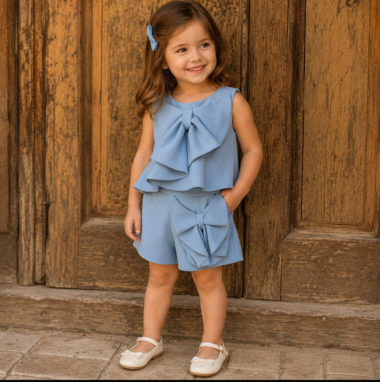 COMPLETO CON FIOCCO AZZURRO PETIT POSH