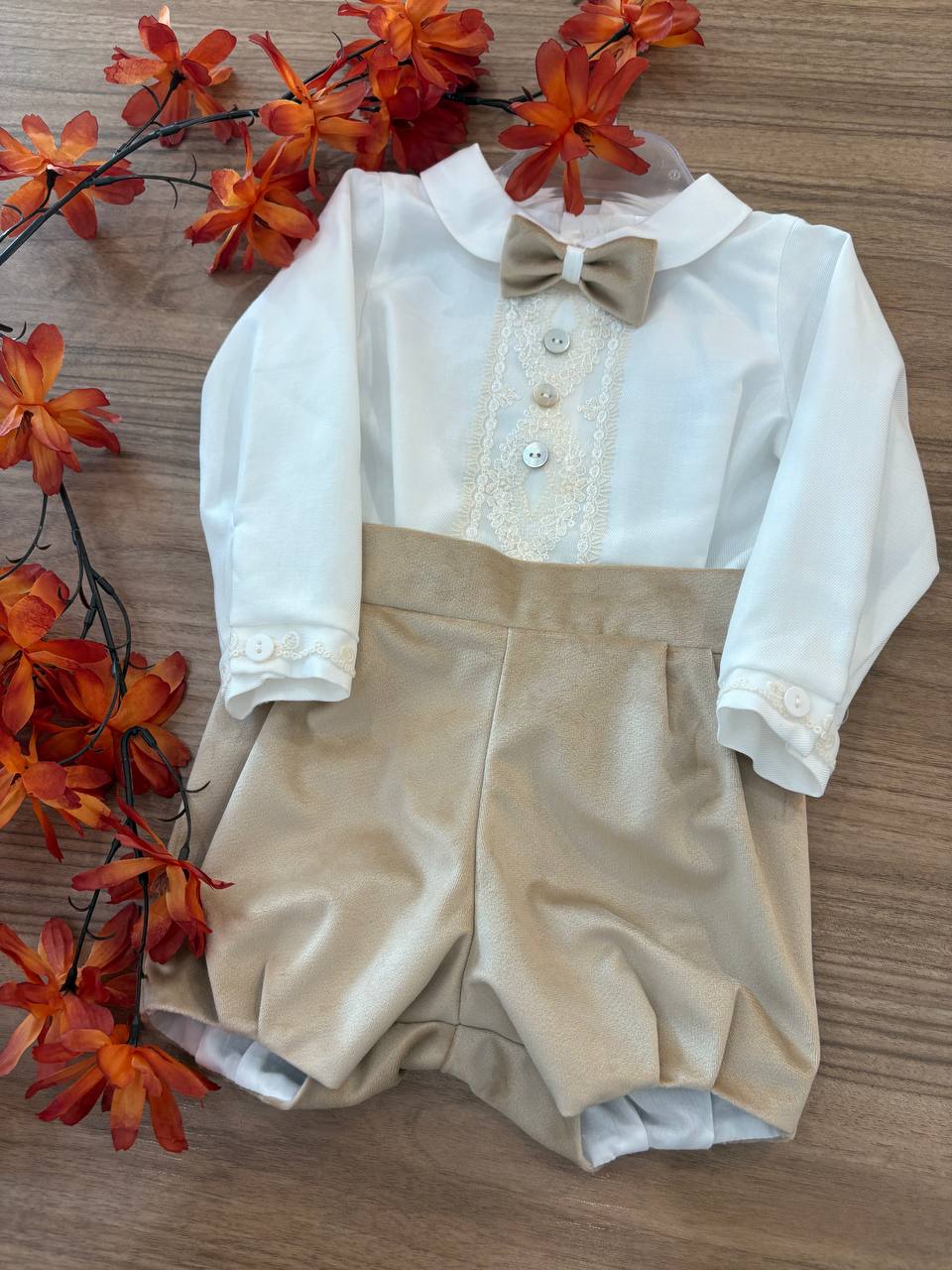 Abito Battesimale Con PIZZO BEIGE