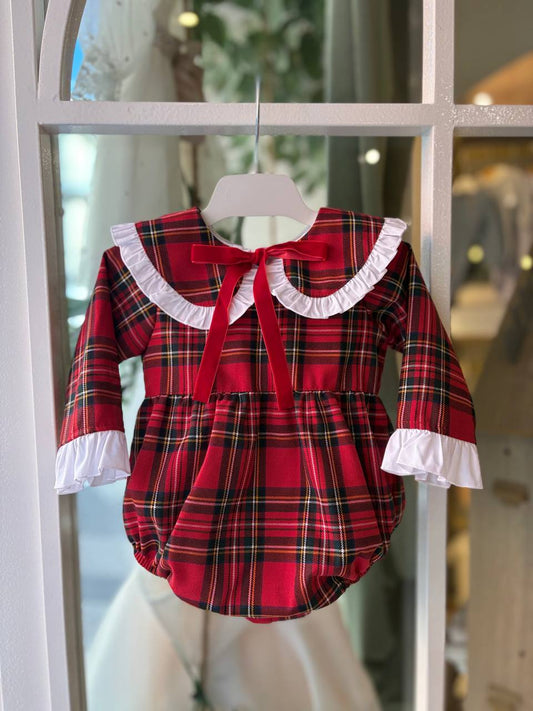 Pagliaccetto scozzese ROSSO CON FIOCCO IN VELLUTO PHI CLOTHING