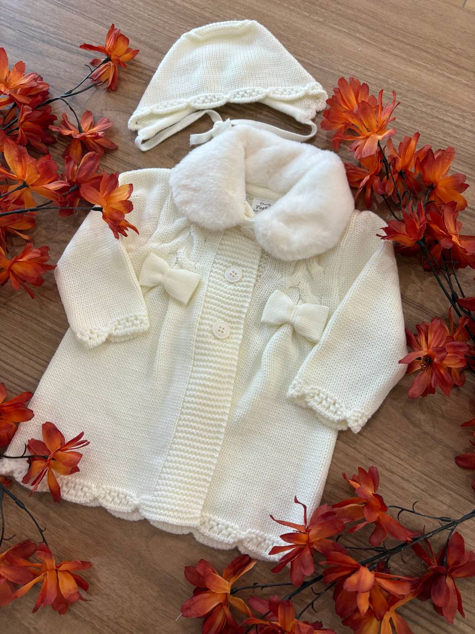 CAPPOTTINO PANNA CON CUFFIA BABY FASHION