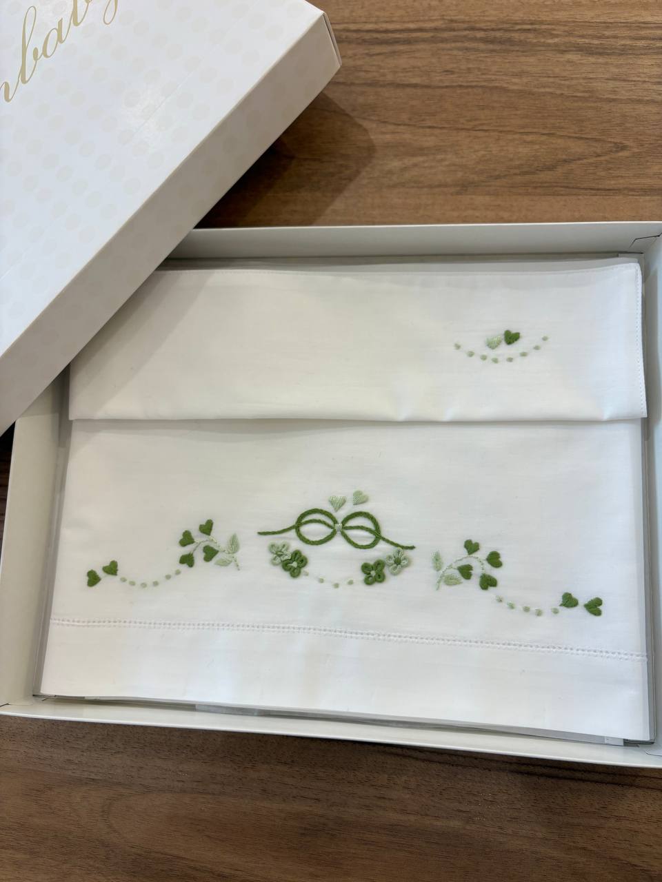 Lenzuolino INFINITO CON FIORI A RILIEVO VERDE ARTIGIANBABY
