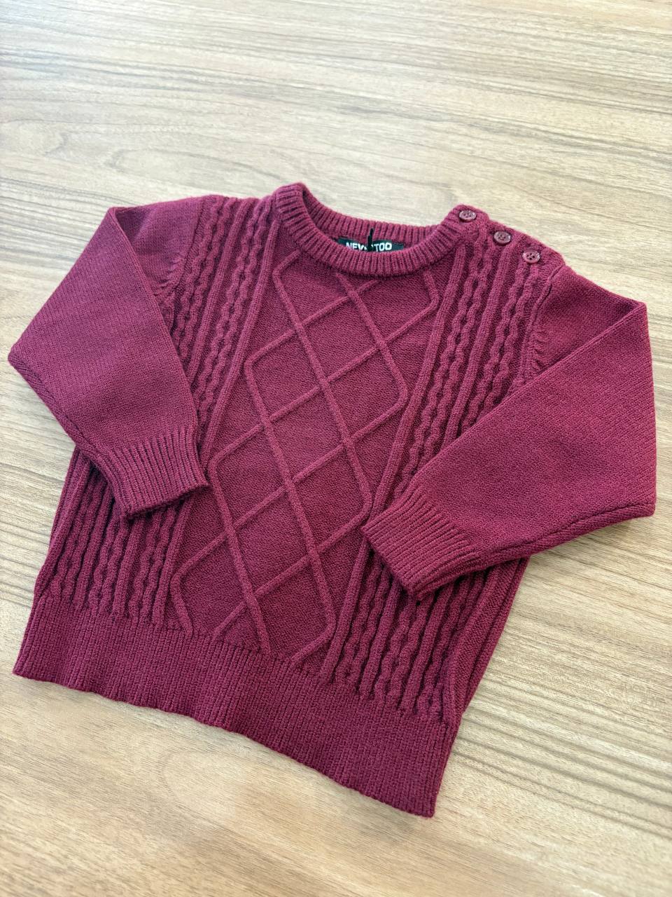 MAGLIONCINO BORDEAUX TRECCE E ROMBI NEVER TOO