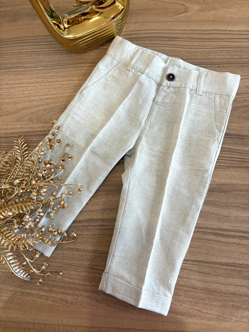 PANTALONE IN LINO BEIGE DR KID