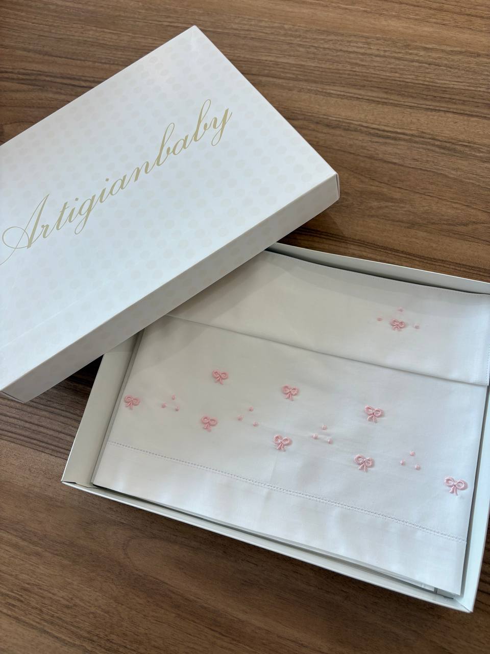 Lenzuolino FIOCCHI BIANCO E ROSA ARTIGIANBABY