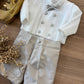 Completo ELEGANTE CON CARDIGAN DOPPIO PETTO BIANCO& TORTORA BABY A.