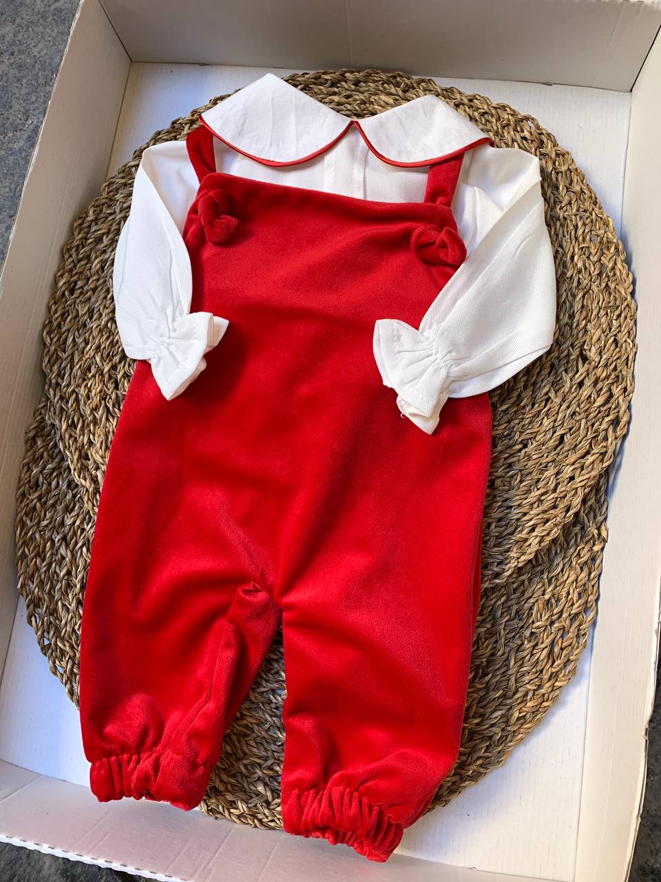 Salopette e camicia ROSSO PAPPA E LATTE