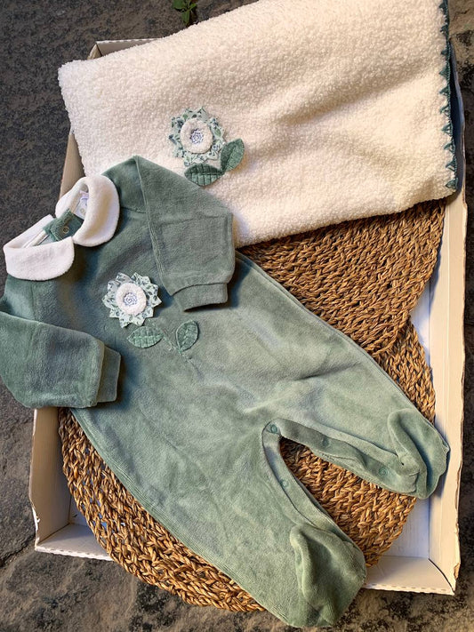 Coordinato nascita VERDE Fiore LALALÙ
