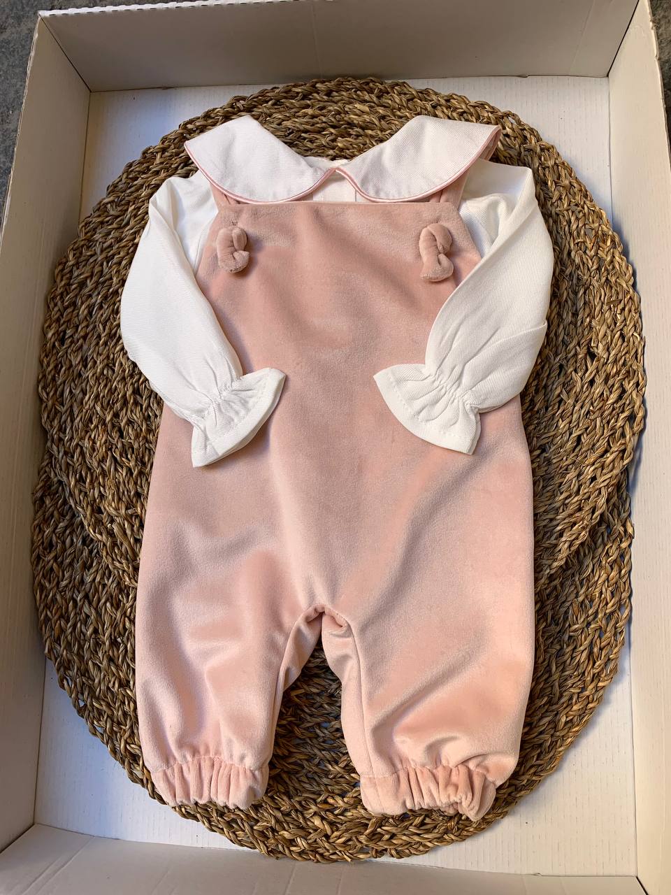 Salopette e camicia ROSA PAPPA E LATTE