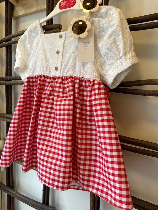 VESTITO QUADRI ROSSO DEL SUR