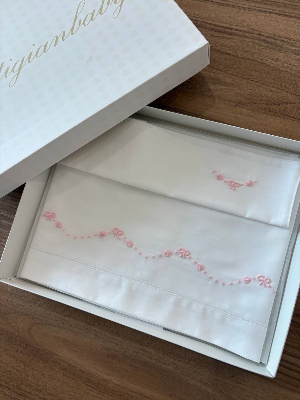 Lenzuolino NIDO D'AMORE BIANCO E ROSA ARTIGIANBABY