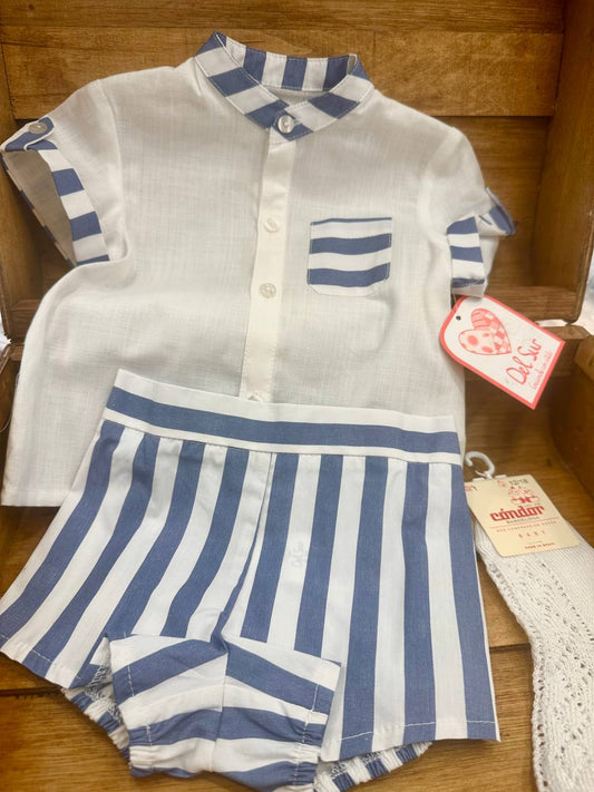 COMPLETO CAMICIA E SHORTS A RIGHE NAUTICO DEL SUR