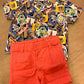 Completo camicia colorata e shorts salmone boboli