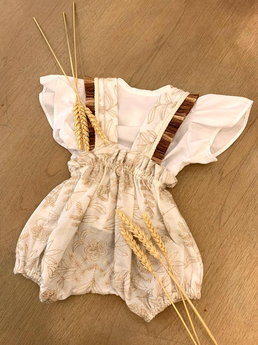 SALOPETTE CON BRATELLE IN PAGLIA ECRU BABY COCO ET MAMA