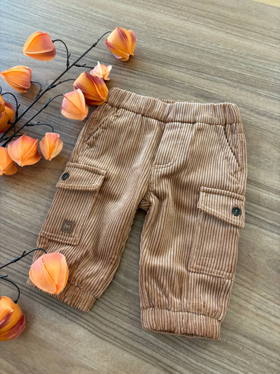 Pantalone CARGO IN VELLUTO CAMMELLO MINIBANDA