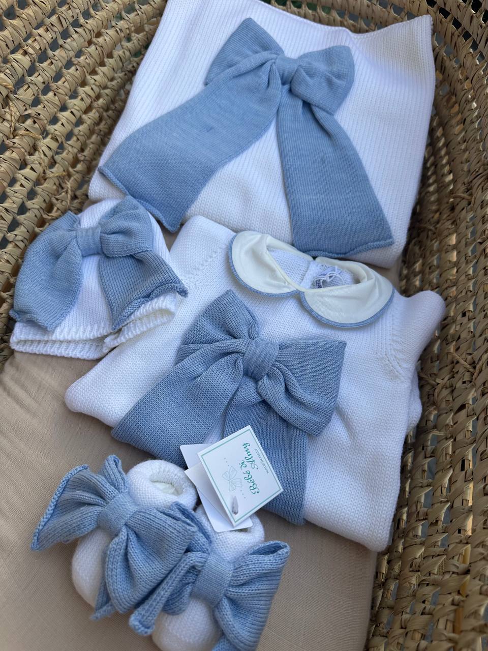 Coordinato FIOCCO DI LATTE AZZURRO