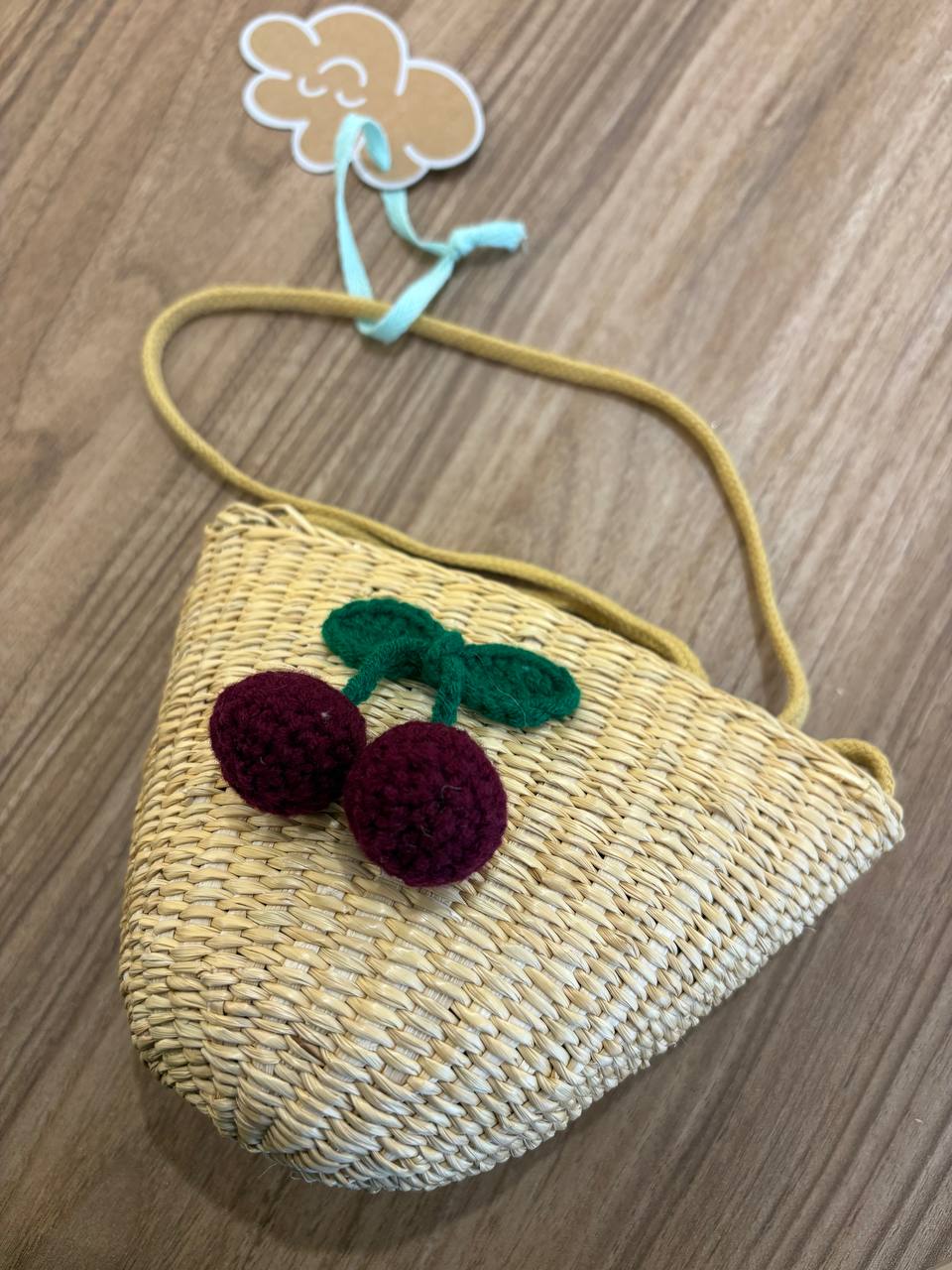 Borsetta in paglia tracolla CILIEGIE BORDEAUX MONNUAGE