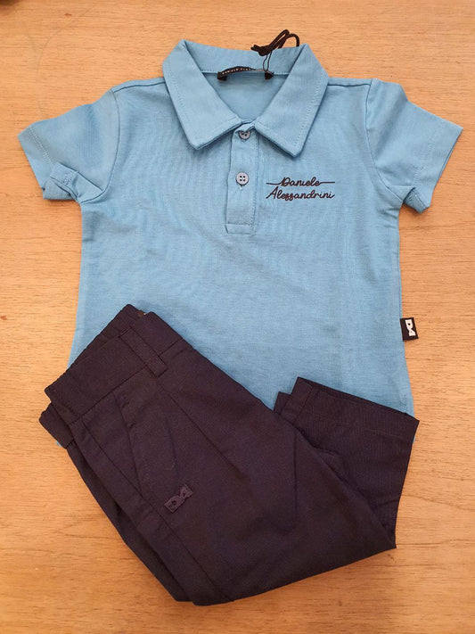 Completo polo celeste e pantalone Daniele alessandrini