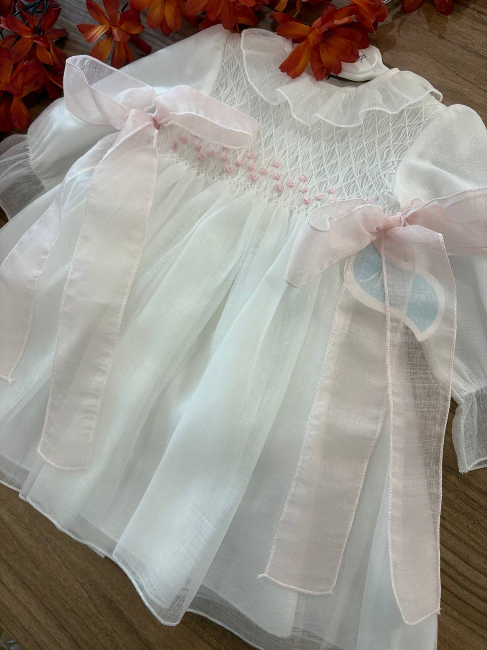 Abito Battesimale PUNTO SMOCK ROSA NISERET
