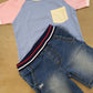 Completo t-shirt tricolore e shorts