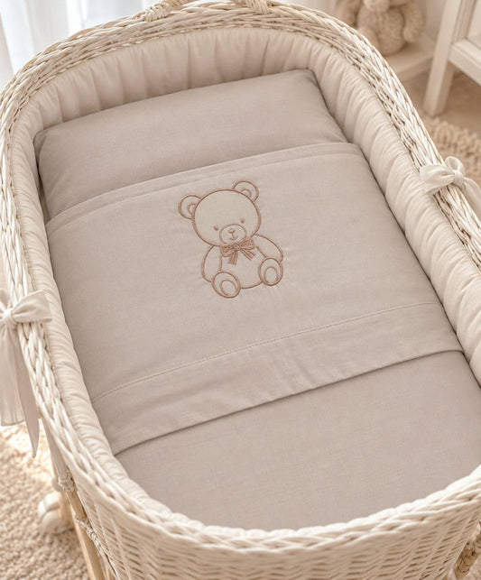 LENZUOLINO RICAMO TEDDY BEGIE PAPPA & LATTE