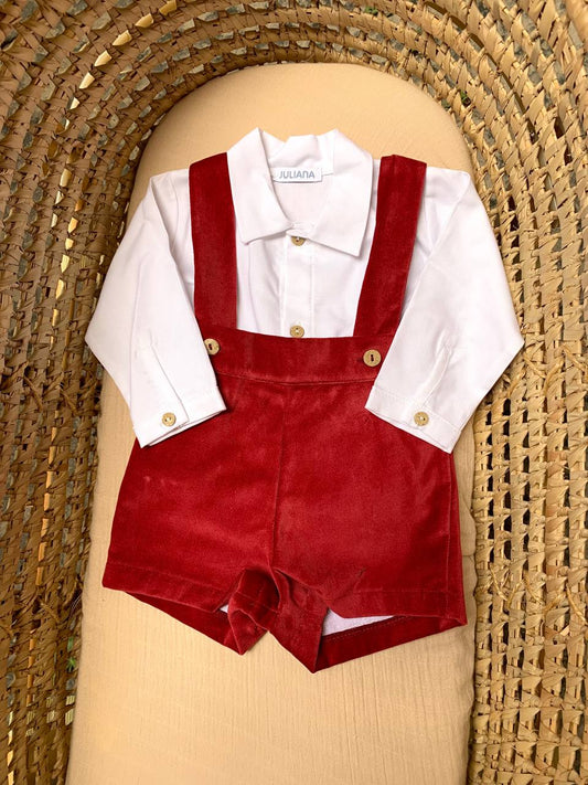 Salopette in velluto rosso JULIANA