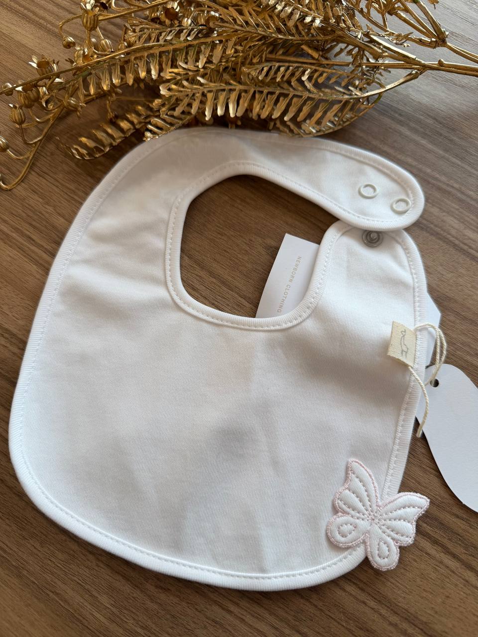 Bavaglino Butterfly bianco e rosa BABY GI