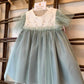 VESTITO VERDE CON FIORI RICAMATI DEL SUR