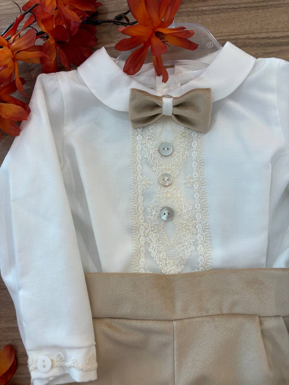 Abito Battesimale Con PIZZO BEIGE