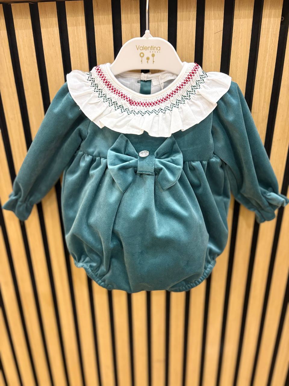 PAGLIACCETTO PETROLIO PUNTO SMOCK VALENTINA BEBÈS