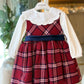 Abito scozzese ROSSO con CINTURA BLU SARABANDA