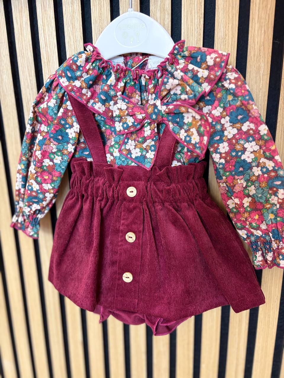 Salopette BORDEAUX FLOREALE VALENTINA BEBÈS