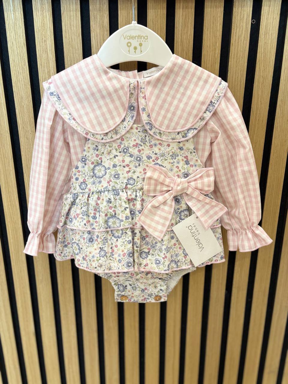 SALOPETTE FIORI COM FIOCCO ROSA VALENTINA BEBÈS