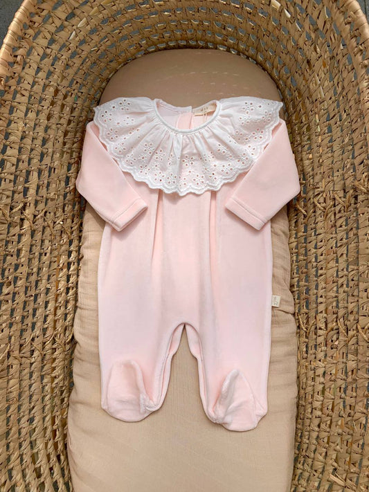 Tutina ROSA CIPRIA CON COLLO IN PIZZO SAN GALLO BABY GI