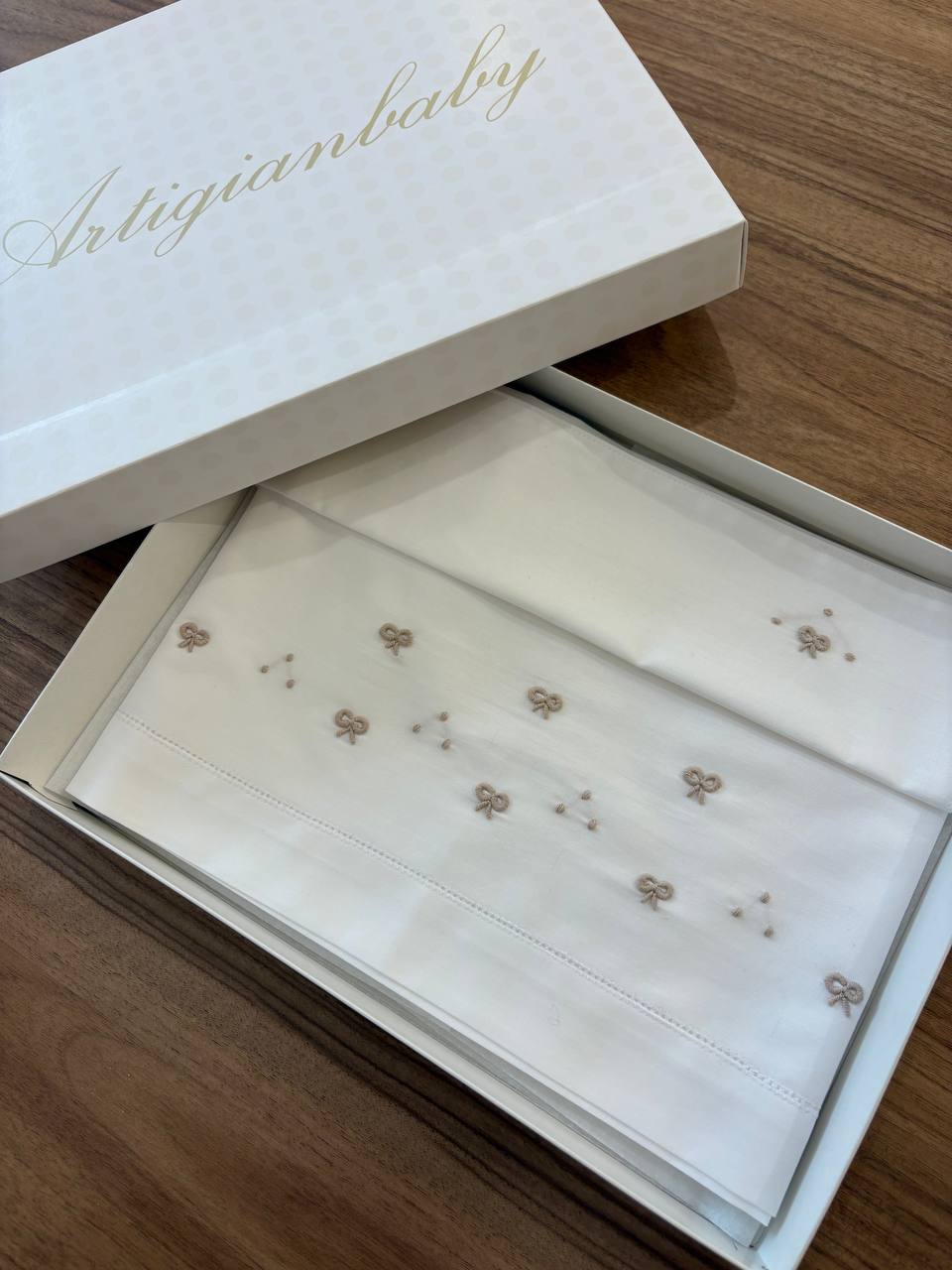 Lenzuolino FIOCCHI BIANCO ECRÙ ARTIGIANBABY