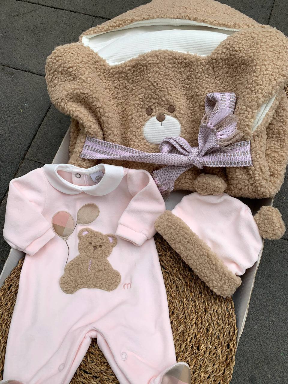 Coordinato nascita TEDDY ROSA/TABACCO MARLÙ