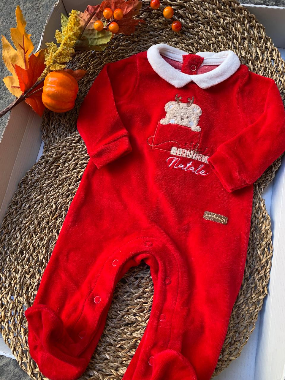 Tutina ROSSA ciniglia RENNA MINIBANDA