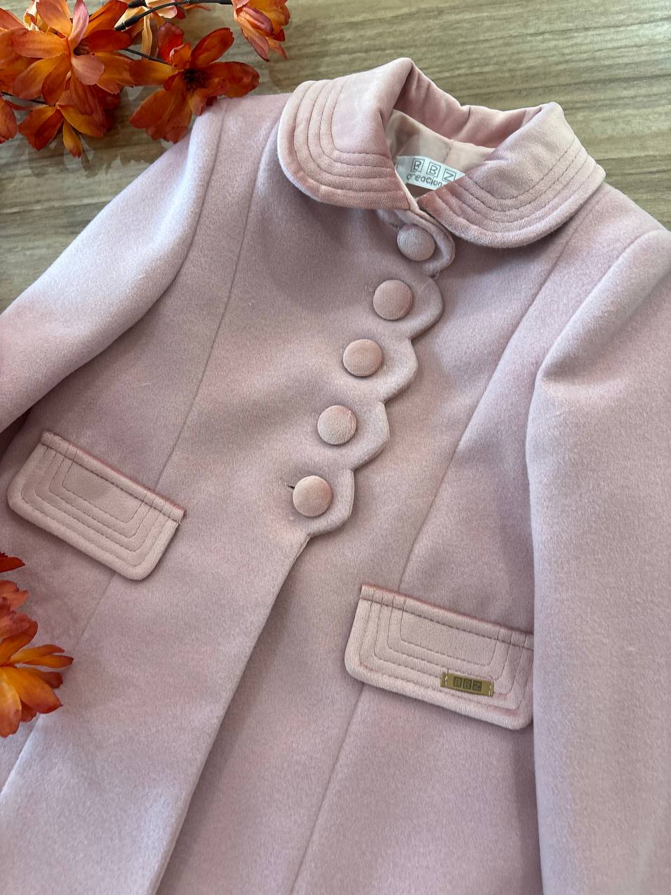 Cappotto ROSA CIPRIA CON COLLETTO A BOTTONI RIVESTITI