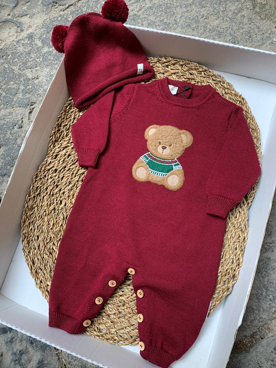 Tutina e cappellino TEDDY BORGOGNA NANNAFRUFRÙ