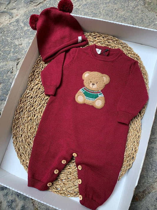 Tutina e cappellino TEDDY BORGOGNA NANNAFRUFRÙ