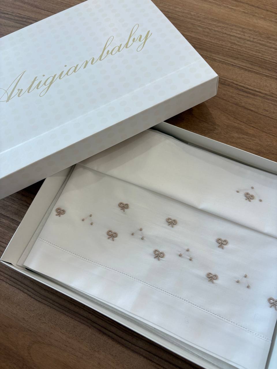 Lenzuolino FIOCCHI BIANCO ECRÙ ARTIGIANBABY
