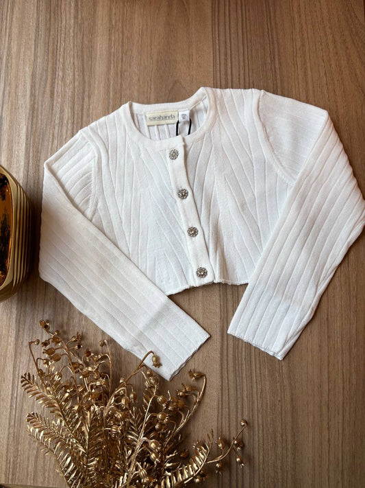 Cardigan  BIANCO CON BOTTONI PUNTO LUCE SARABANDA