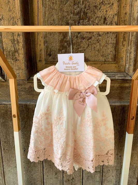 Abito Pizzo San Gallo Rosa Valentina bebès