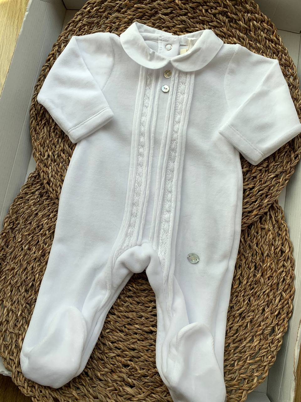 Tutina ciniglia BIANCA RICAMI MARTINARANDA