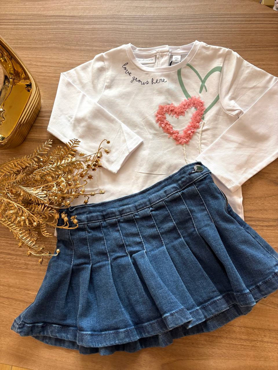 Completo GONNA IN DENIM E T-SHIRT CUORICINI SARABANDA