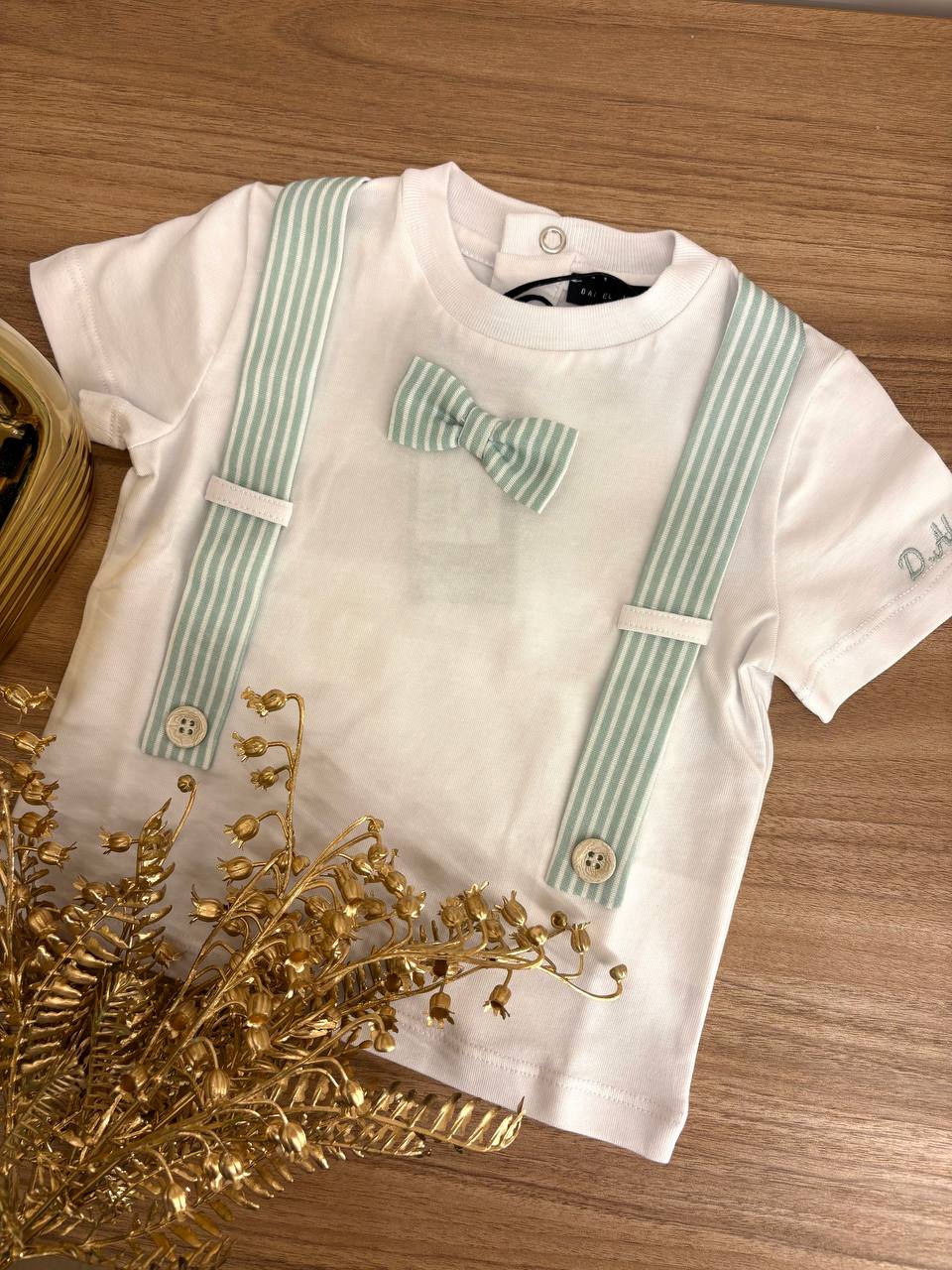 T-shirt BRETELLE E PAPILLON VERDE ACQUA DANIELE ALESSANDRINI