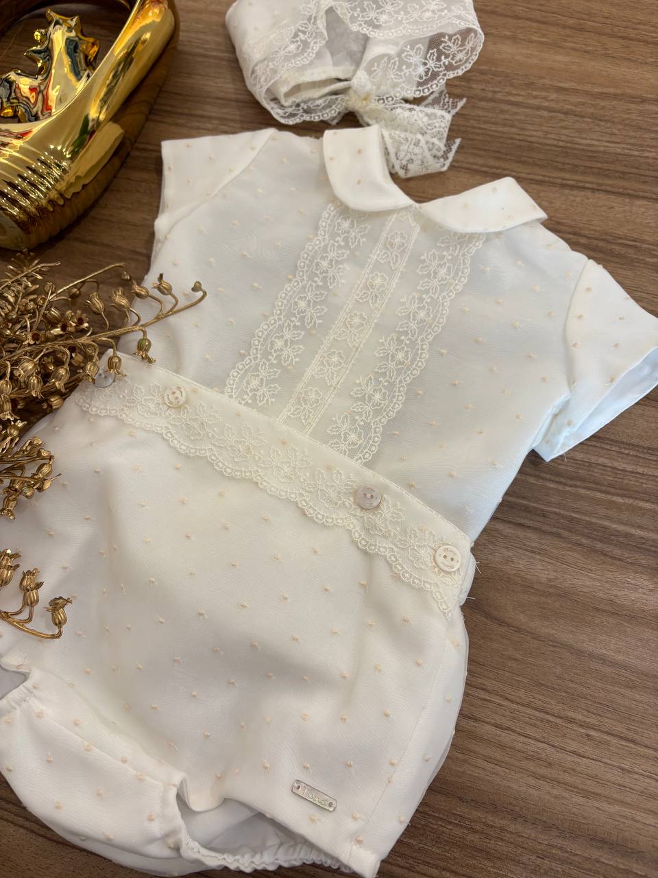 Abito Battesimale AVORIO POIS E RICAMI NISERET